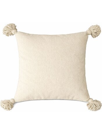 Copricuscino in lana con nappe