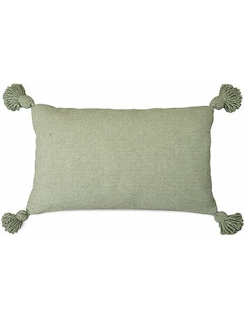 Copricuscino in lana con nappe