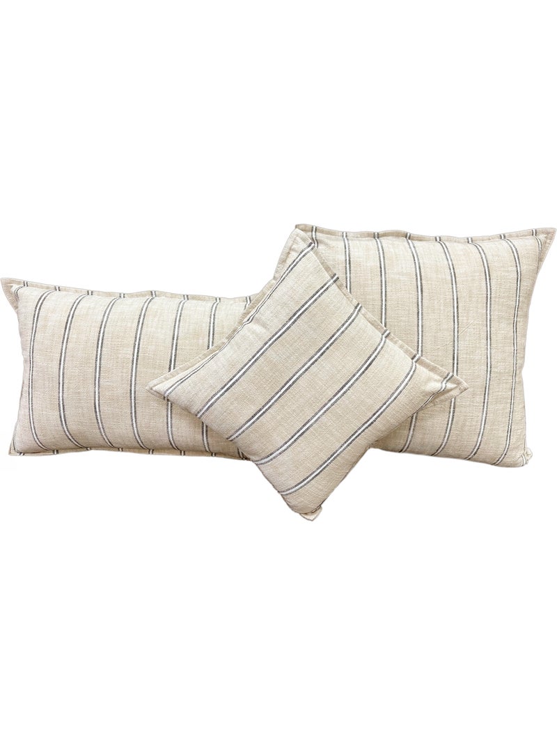 Copricuscino reversibile in cotone a righe intrecciate Beige - Kiabi