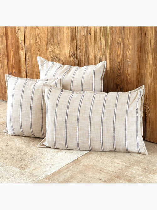 Copricuscino reversibile in cotone a righe intrecciate - Kiabi