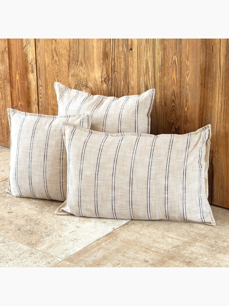 Copricuscino reversibile in cotone a righe intrecciate Beige - Kiabi