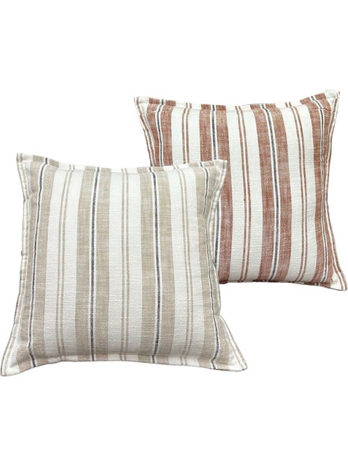 Copricuscino reversibile in cotone fiammato a righe double-face - Kiabi