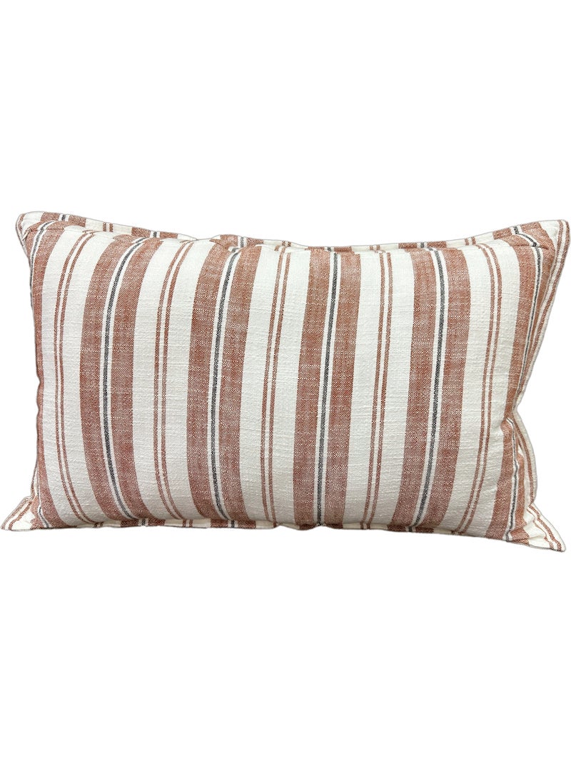 Copricuscino reversibile in cotone fiammato a righe double-face Beige - Kiabi