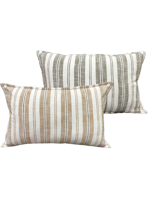 Copricuscino reversibile in cotone fiammato a righe double-face - Kiabi