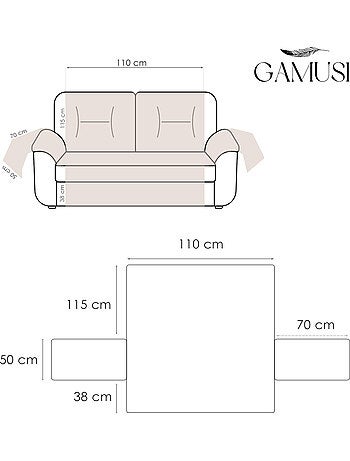 Copridivano 2 posti, con elastico regolabile - Gamusi.