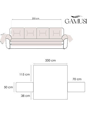 Copridivano 4 posti, con elastico regolabile - Gamusi.