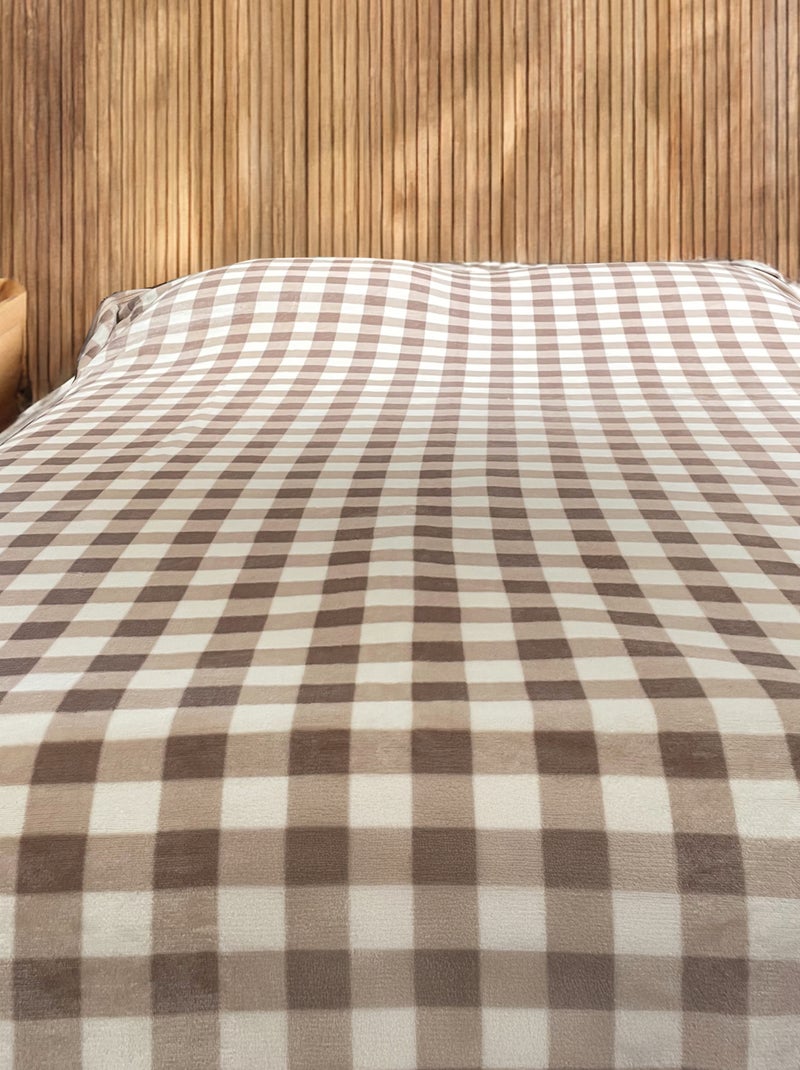 Copridivano e copriletto in pile gingham Beige conchiglia - Kiabi