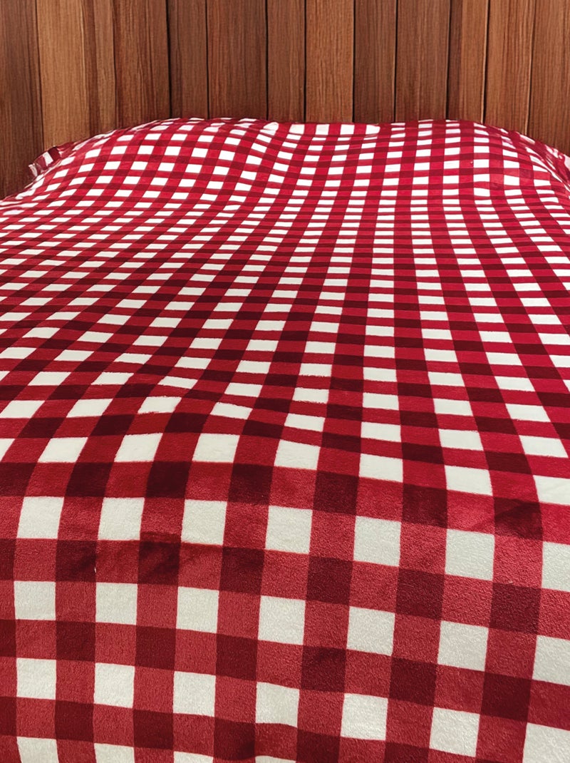 Copridivano e copriletto in pile gingham Bordeaux - Kiabi