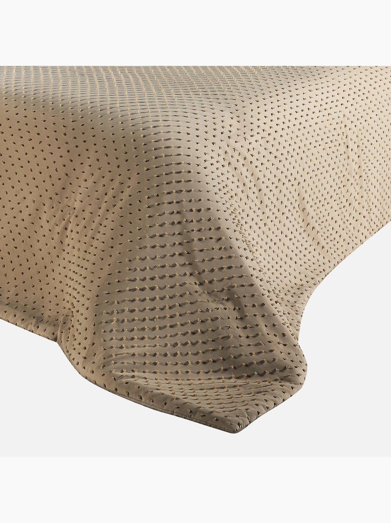 Copriletto con piccole nappe Beige - Kiabi