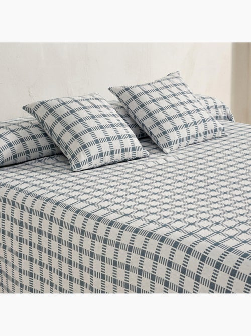 Copriletto in cotone con design a quadri in rilievo, tessuto testurizzato. - Kiabi