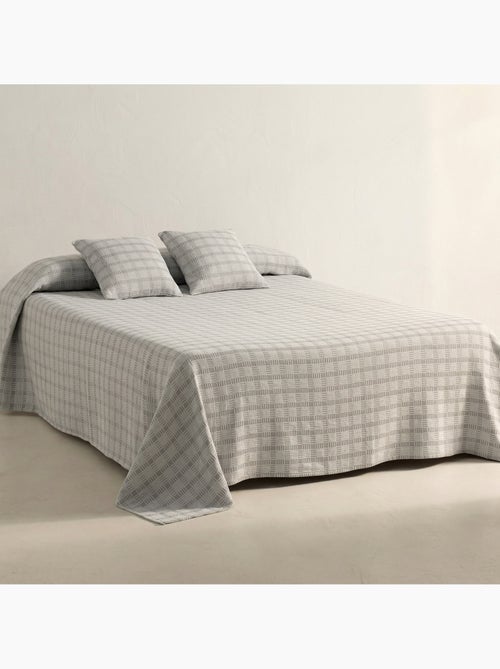 Copriletto in cotone con design a quadri in rilievo, tessuto testurizzato. - Kiabi