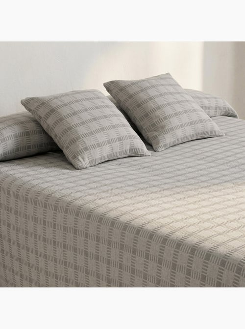 Copriletto in cotone con design a quadri in rilievo, tessuto testurizzato. - Kiabi