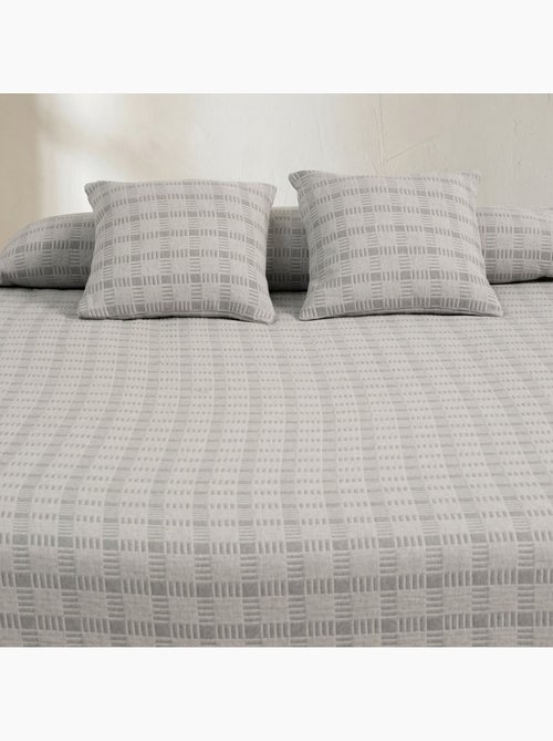 Copriletto in cotone con design a quadri in rilievo, tessuto testurizzato. - Kiabi