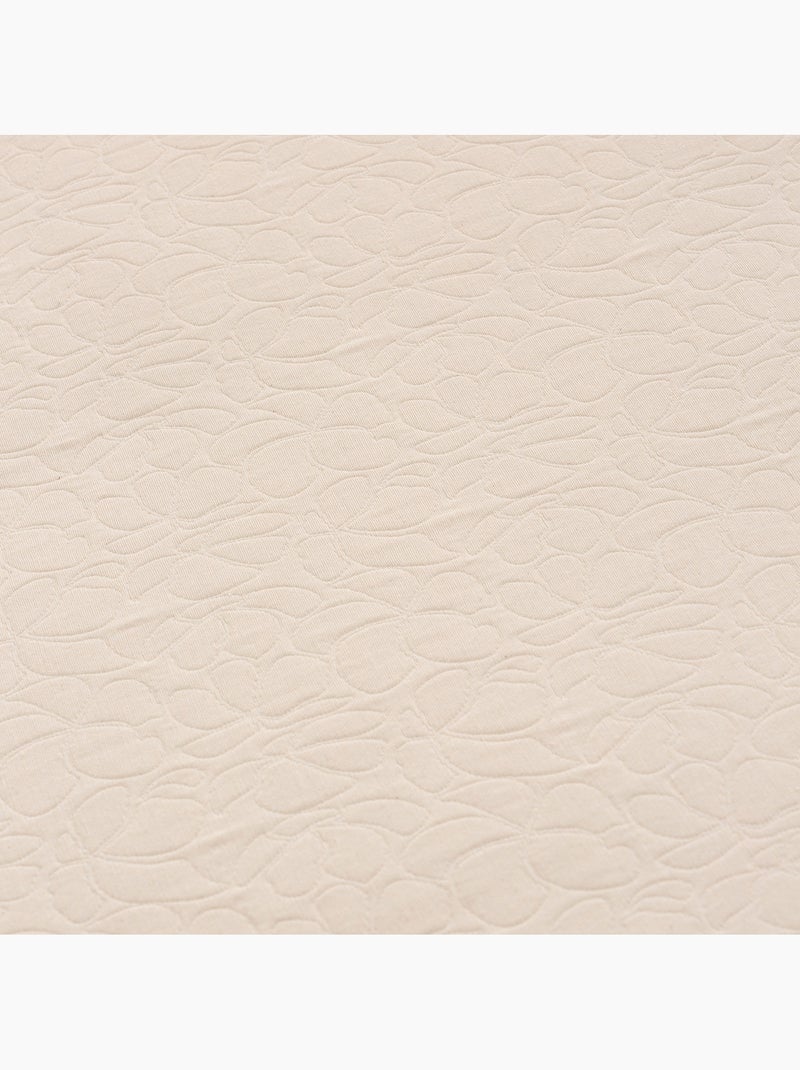 Copriletto in cotone con design floreale in rilievo, tessuto testurizzato. Beige - Kiabi