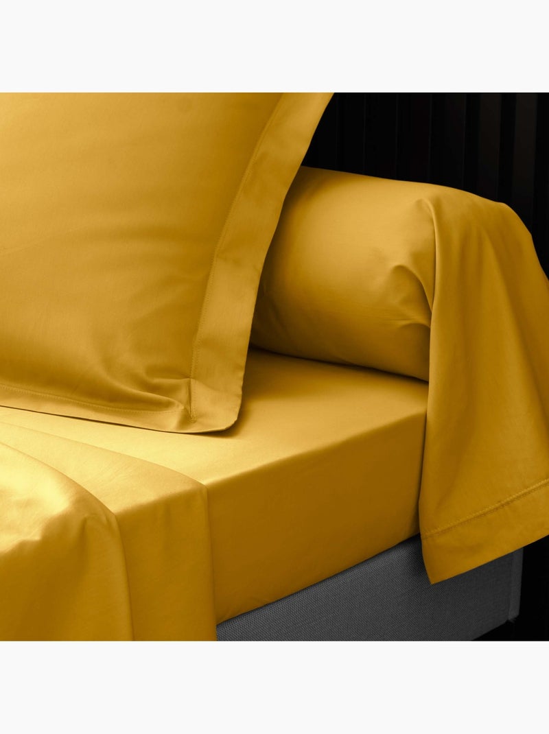Copriletto in percalle di cotone a 78 fili, finitura bourdon Giallo - Kiabi