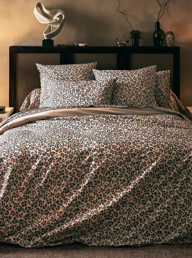 Copriletto in percalle di cotone con stampa leopardata Beige - Kiabi