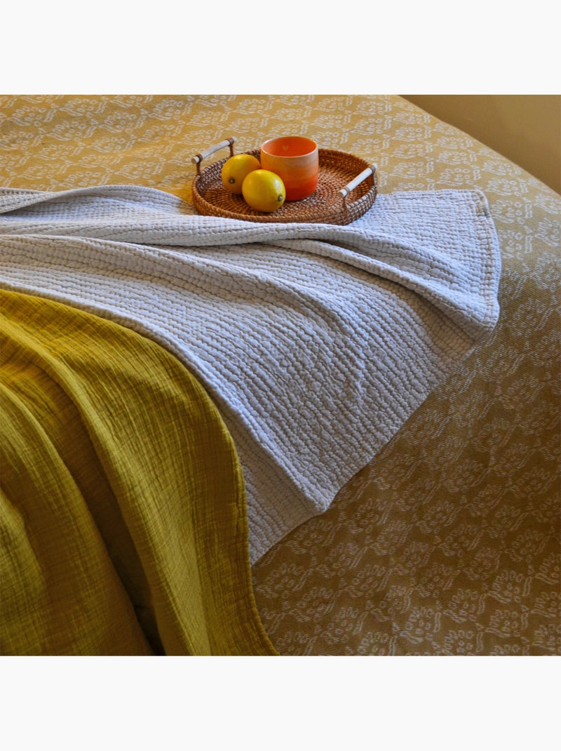 Copriletto jacquard floreale Giallo scuro - Kiabi