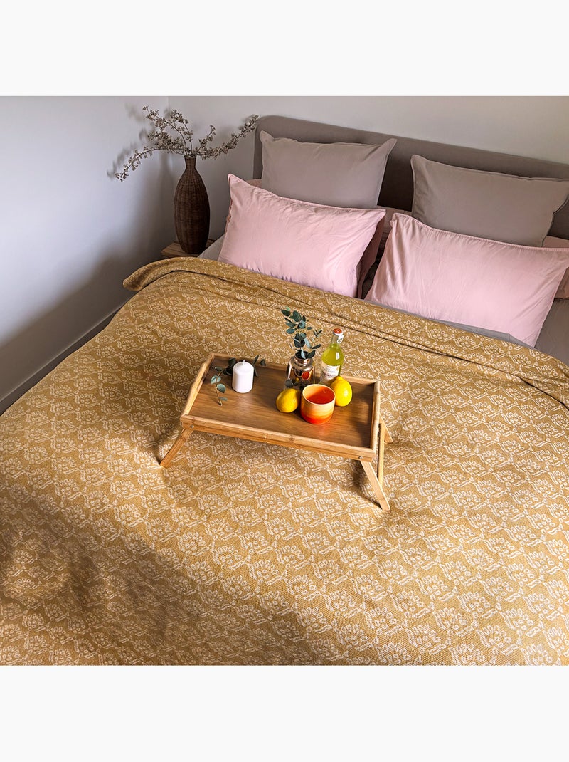 Copriletto jacquard floreale Giallo scuro - Kiabi