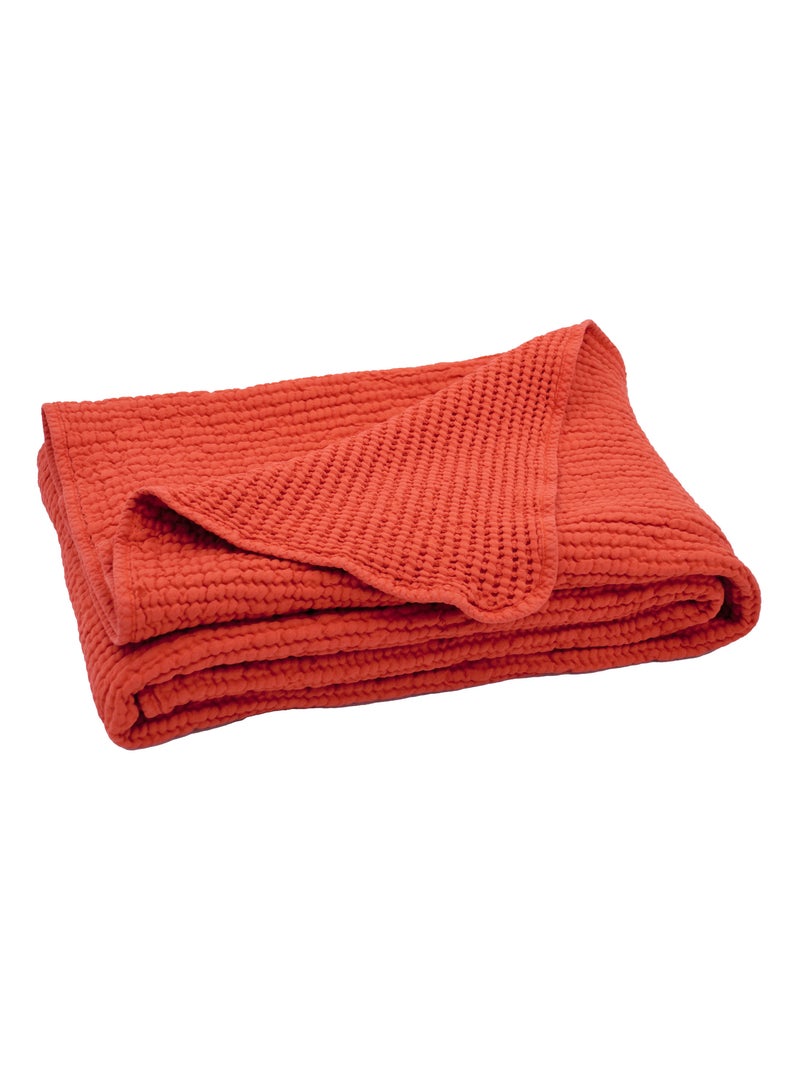 Copriletto reversibile in cotone a nido d'ape Arancione mandarino - Kiabi