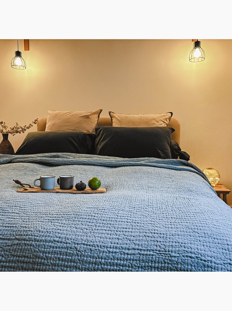 Copriletto reversibile in cotone a nido d'ape Blu - Kiabi
