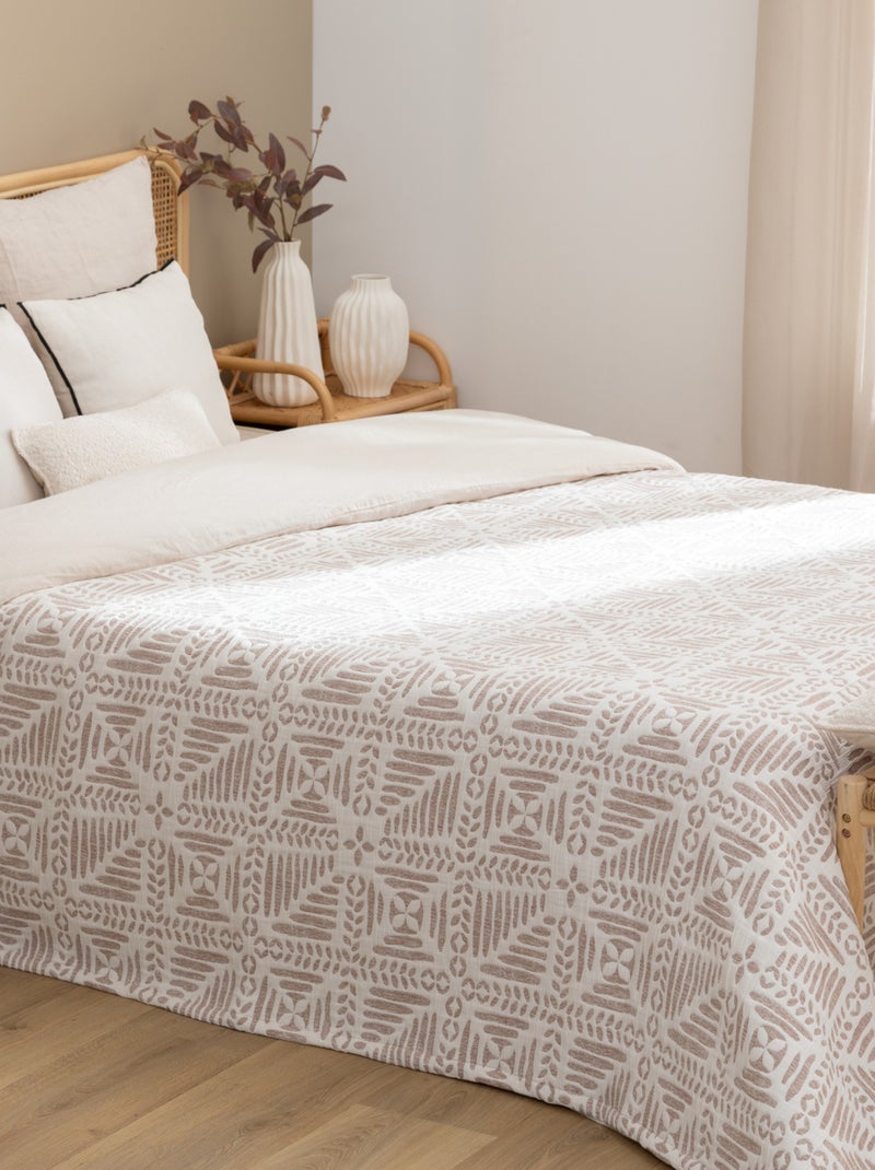 Copriletto trapuntato con motivo etnico Beige grigio - Kiabi