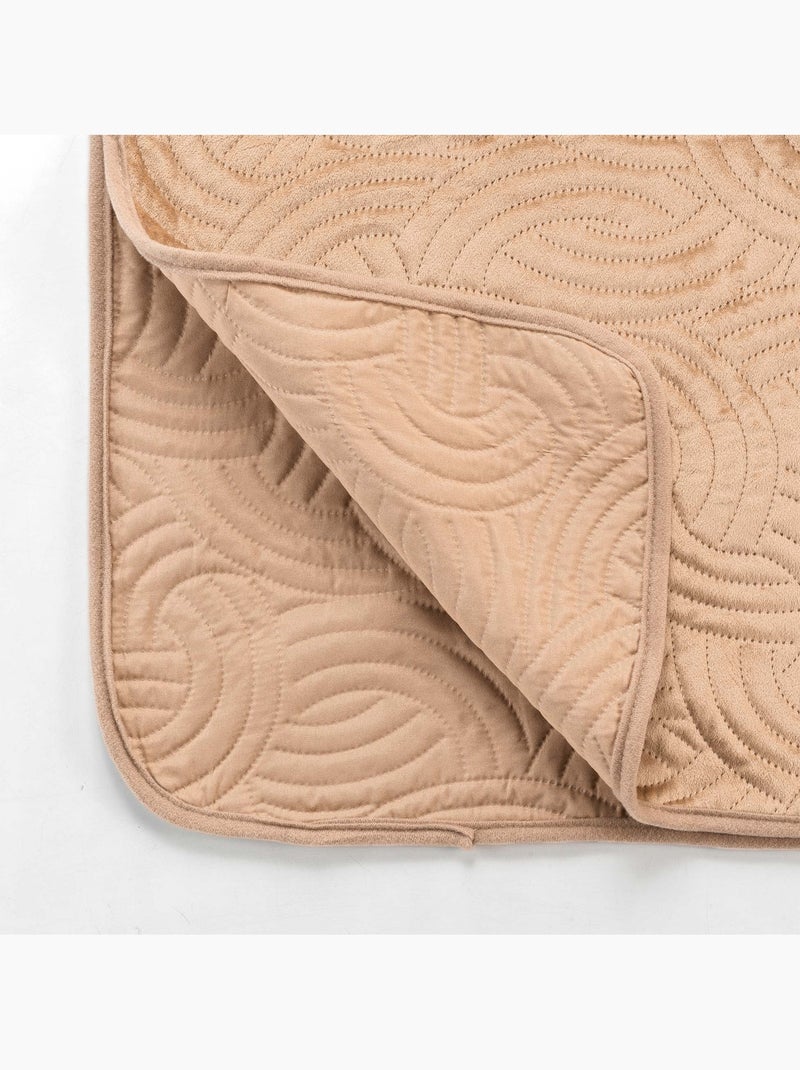 Copriletto trapuntato in velluto 3 pezzi + due federe Beige conchiglia - Kiabi