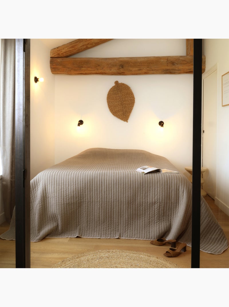 Copriletto trapuntato in velluto a coste Beige conchiglia - Kiabi
