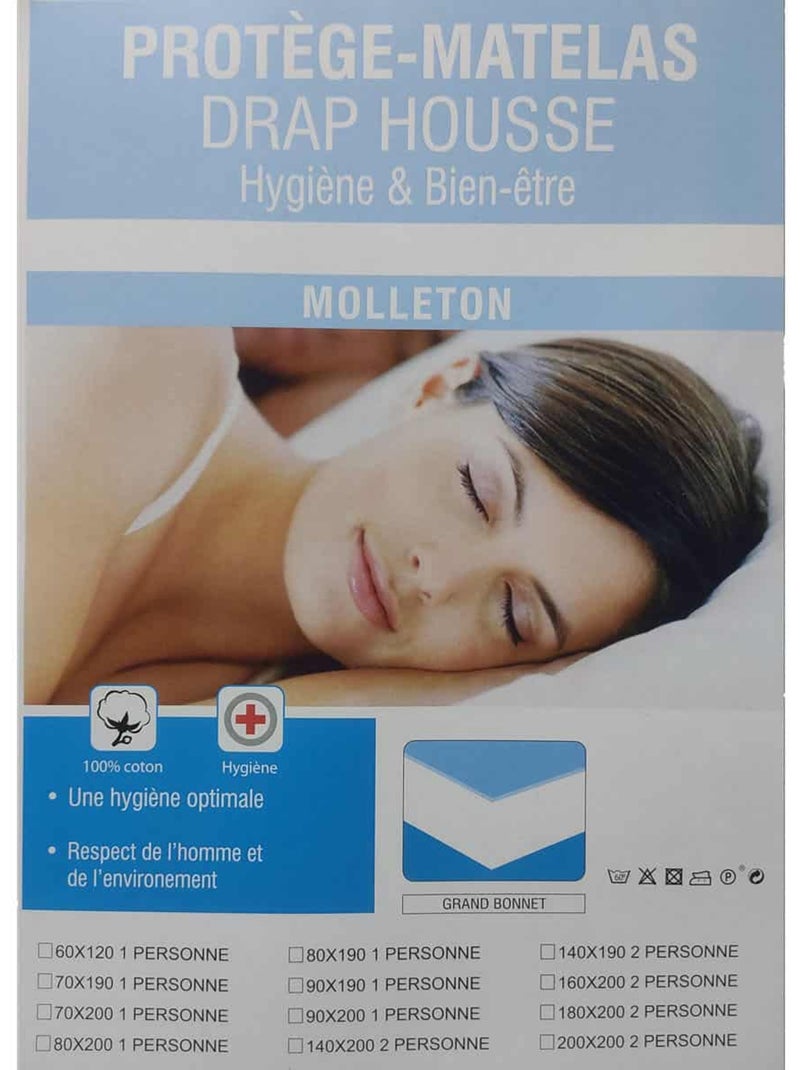 Coprimaterasso in mollettone di cotone SERENITE Bianco - Kiabi