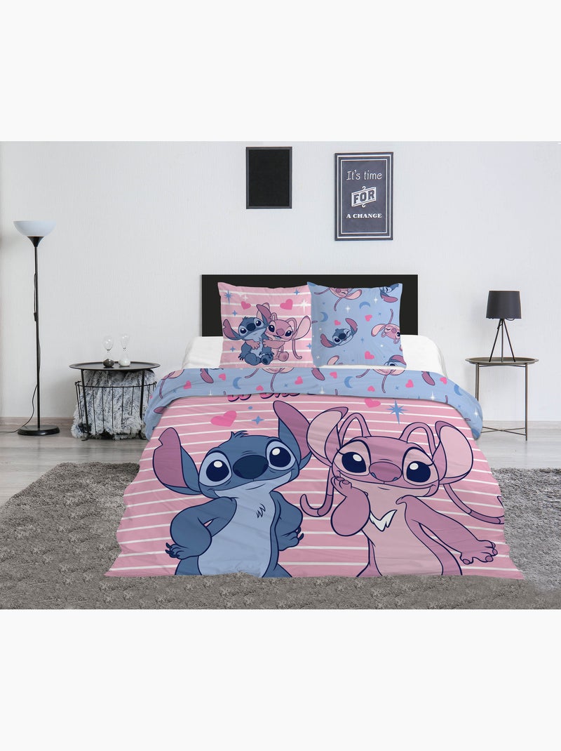 Copripiumino 240x220 cm + 2 Federe 65x65 cm, Design Love You to the Stars Blu Rosa - Kiabi
