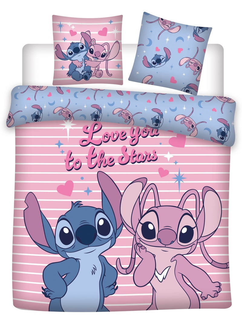 Copripiumino 240x220 cm + 2 Federe 65x65 cm, Design Love You to the Stars Blu Rosa - Kiabi