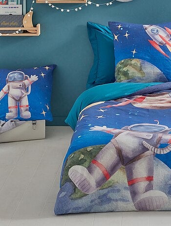 Copripiumino bambino astronauta e razzo in percalle di cotone