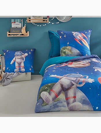 Copripiumino bambino astronauta e razzo in percalle di cotone