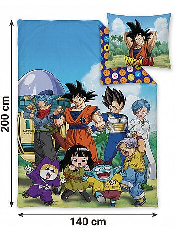 Copripiumino Dragon Ball 140x200cm + Federa 65x65cm – Goku Vegeta – Policotone – Licenza Ufficiale
