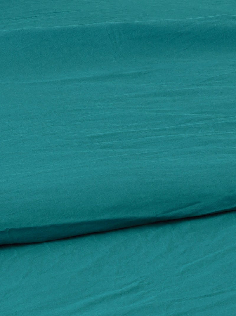 Copripiumino in cotone lavato Oekotex Blu pavone - Kiabi