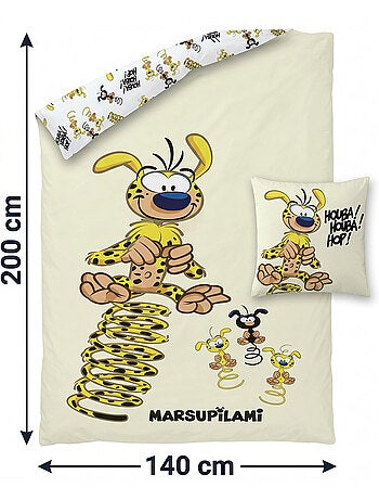 Copripiumino Marsupilami 140x200cm + Federa 65x65cm – Houba Houba Hop – Policotone – Licenza Ufficia