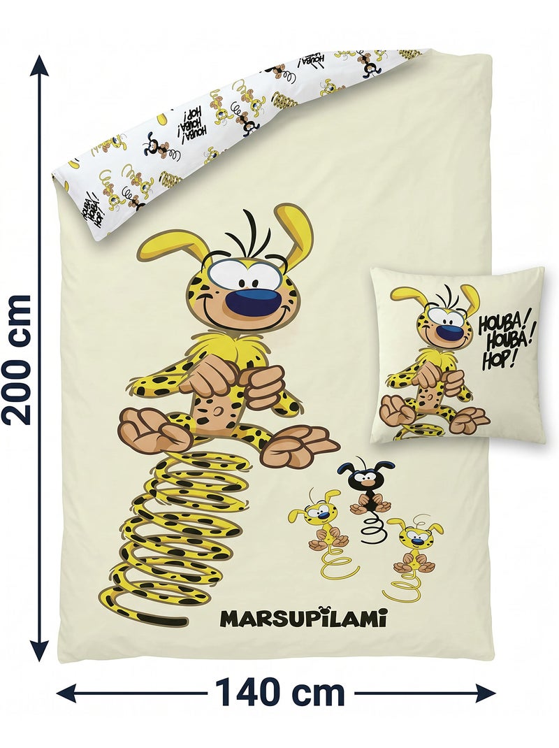 Copripiumino Marsupilami 140x200cm + Federa 65x65cm – Houba Houba Hop – Policotone – Licenza Ufficia Nero Giallo Nero - Kiabi