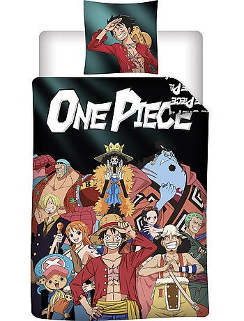 Copripiumino One Piece 140x200cm + Federa 65x65cm – Ciurma di Cappello di Paglia – Policotone – Lice