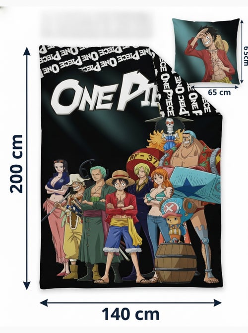 Copripiumino One Piece 140x200cm + Federa 65x65cm – Ciurma di Cappello di Paglia – Policotone – Lice - Kiabi Copripiumino One Piece 140x200cm + Federa 65x65cm – Ciurma di Cappello di Paglia – Policotone – Lice - Kiabi