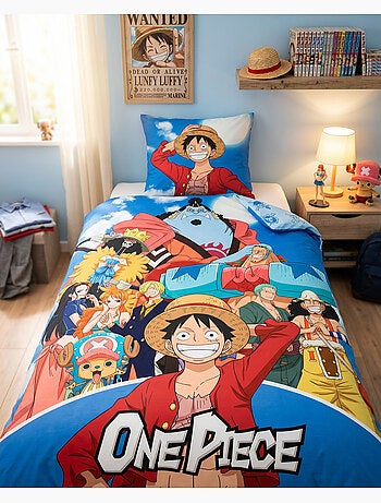 Copripiumino One Piece Ciurma 140x200cm + Federa 65x65cm – Luffy Zoro Nami – Policotone – Licenza Uf