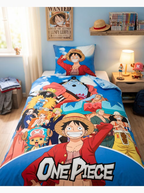 Copripiumino One Piece Ciurma 140x200cm + Federa 65x65cm – Luffy Zoro Nami – Policotone – Licenza Uf - Kiabi Copripiumino One Piece Ciurma 140x200cm + Federa 65x65cm – Luffy Zoro Nami – Policotone – Licenza Uf - Kiabi