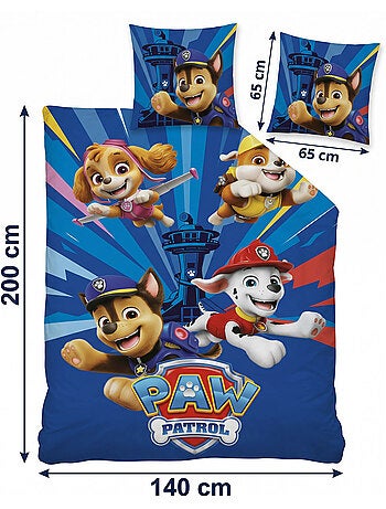 Copripiumino Paw Patrol 140x200cm + Federa 65x65cm – Chase Marshall Skye – Policotone – Licenza Uffi