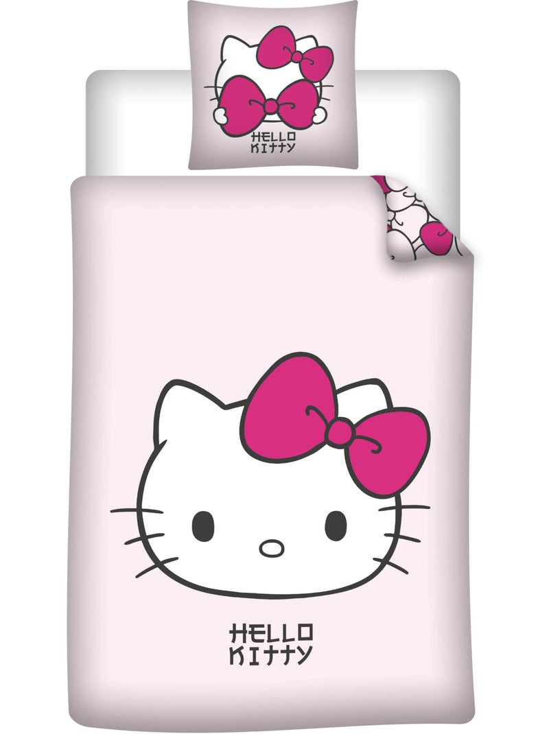 Copripiumino Policotone Hello Kitty Licenza Ufficiale Sanrio 140x200cm + Federa 65x65cm Beige/Rosa - Kiabi