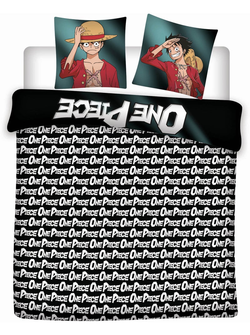 Copripiumino Policotone One Piece Licenza Ufficiale 220x240cm + 2 Federe 65x65cm Nero Nero - Kiabi