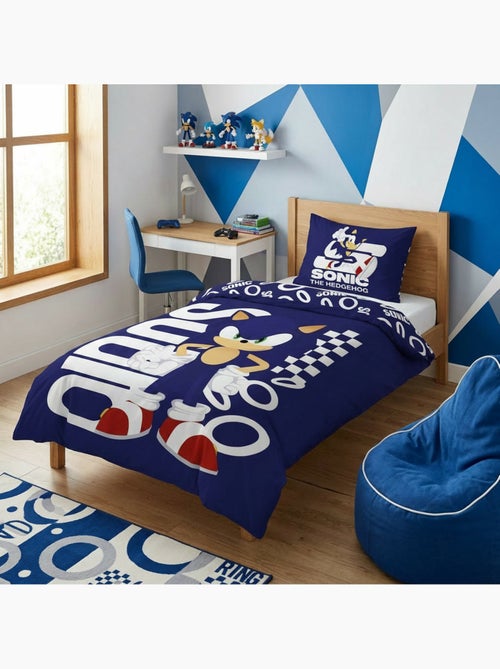 Copripiumino policotone sonic the hedgehog licenza ufficiale sega 140x200cm + federa 65x65cm - Kiabi