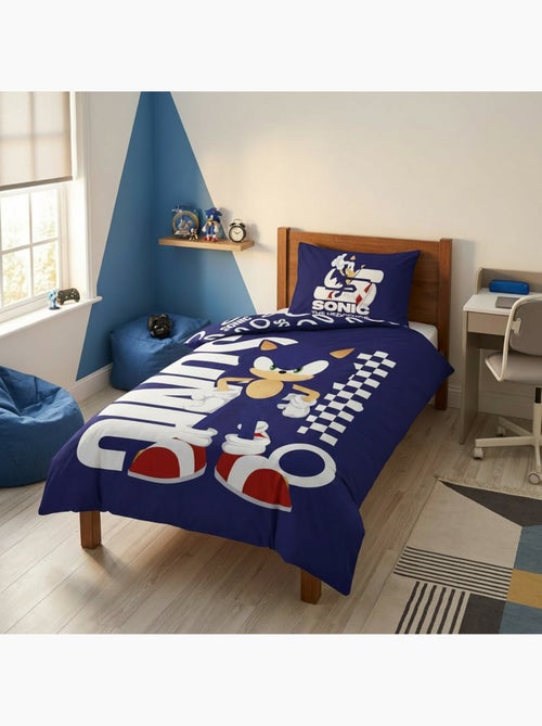 Copripiumino policotone sonic the hedgehog licenza ufficiale sega 140x200cm + federa 65x65cm - Kiabi
