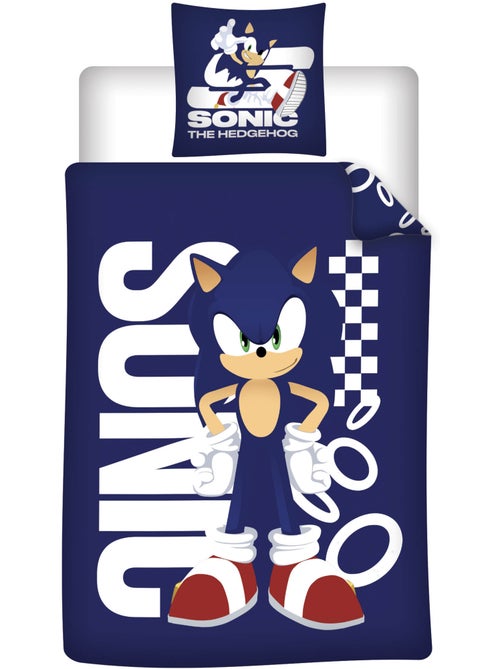 Copripiumino policotone sonic the hedgehog licenza ufficiale sega 140x200cm + federa 65x65cm - Kiabi