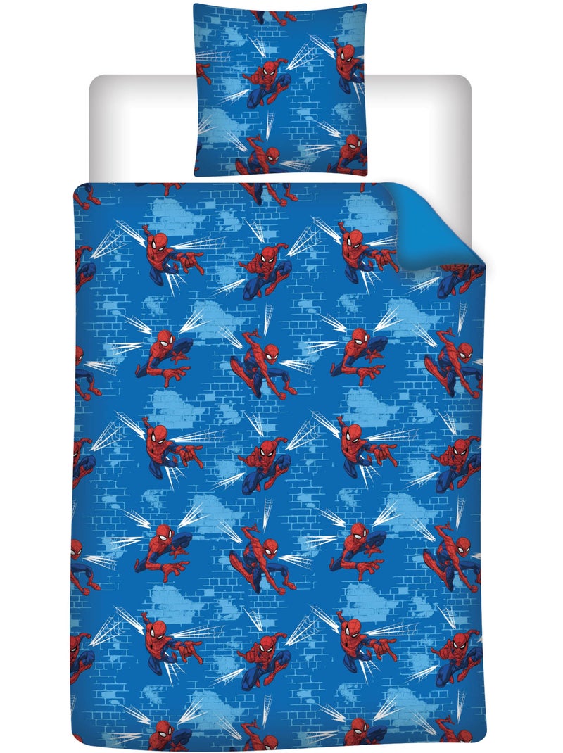 Copripiumino policotone spider-man licenza ufficiale marvel 140x200cm + federa 65x65cm Nero Blu - Kiabi