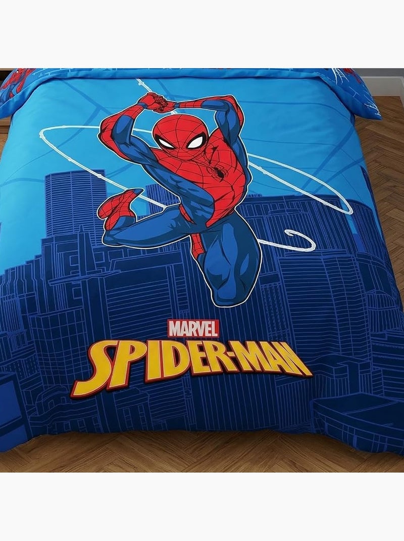 Copripiumino policotone spider-man licenza ufficiale marvel 140x200cm + federa 65x65cm Nero Blu - Kiabi