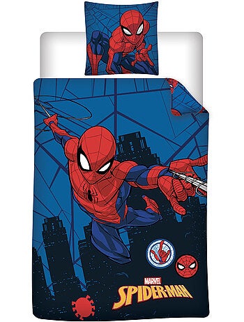 Copripiumino Spider-Man Marvel 140x200cm + Federa 65x65cm – Azione New York – Policotone – Licenza U