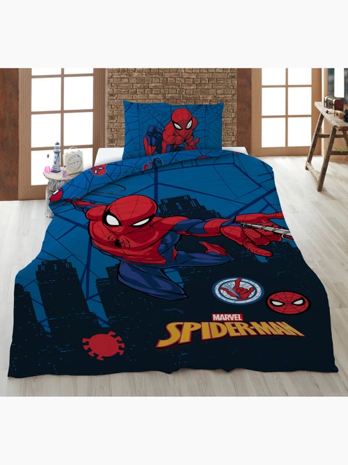 Copripiumino Spider-Man Marvel 140x200cm + Federa 65x65cm – Azione New York – Policotone – Licenza U - Kiabi Copripiumino Spider-Man Marvel 140x200cm + Federa 65x65cm – Azione New York – Policotone – Licenza U - Kiabi